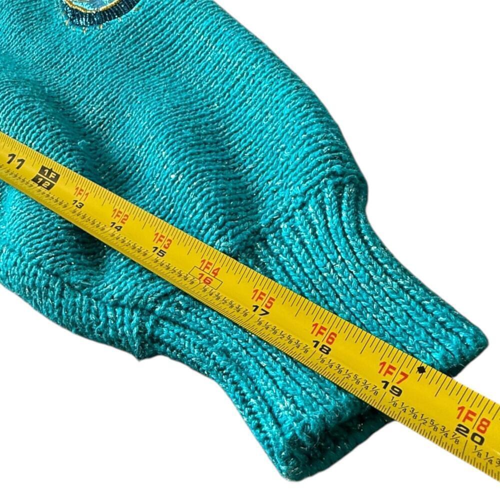 Bonnie Boerer Peacock Appliqué Sweater – Metallic Teal – M - Picture 6 of 8